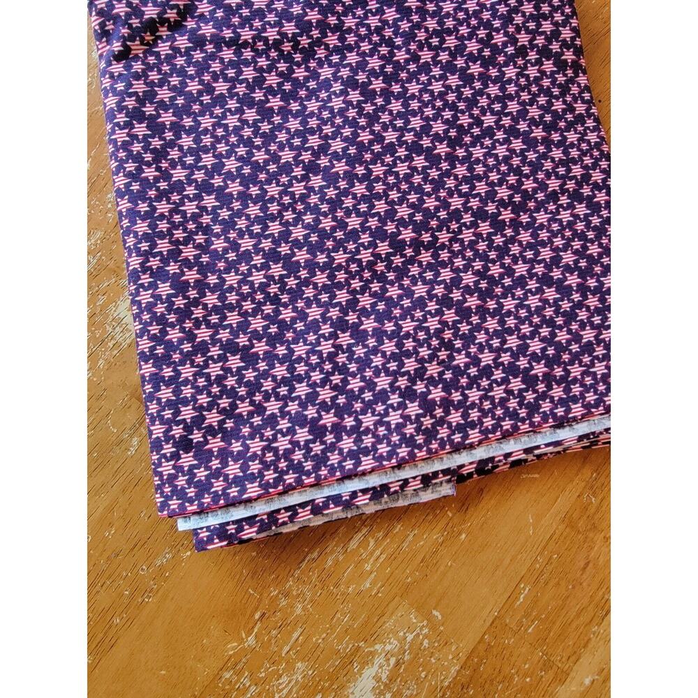Patriotic Stars Fabric Quilting Cotton USA White 4th of July 2 yards 33 In